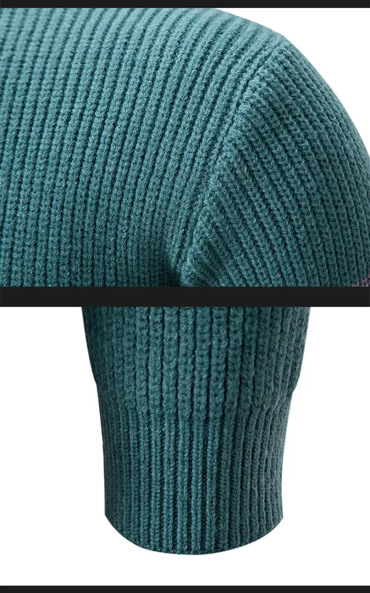 Casual Knitted Sweater Half High Collar Men's Overhead Color Block Fashionable Korean Style Autumn Winter Top for Youth