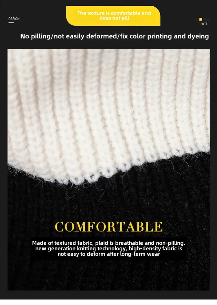 Casual Knitted Sweater Half High Collar Men's Overhead Color Block Fashionable Korean Style Autumn Winter Top for Youth