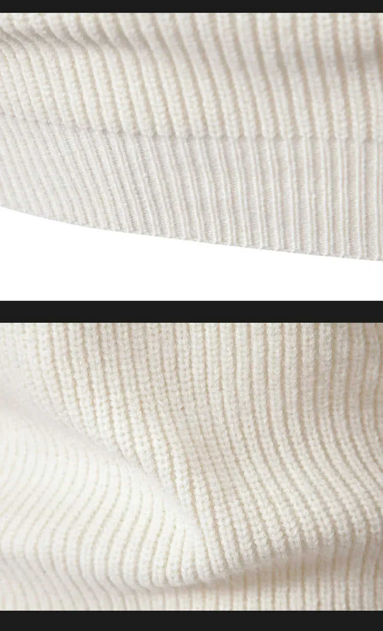 Casual Knitted Sweater Half High Collar Men's Overhead Color Block Fashionable Korean Style Autumn Winter Top for Youth