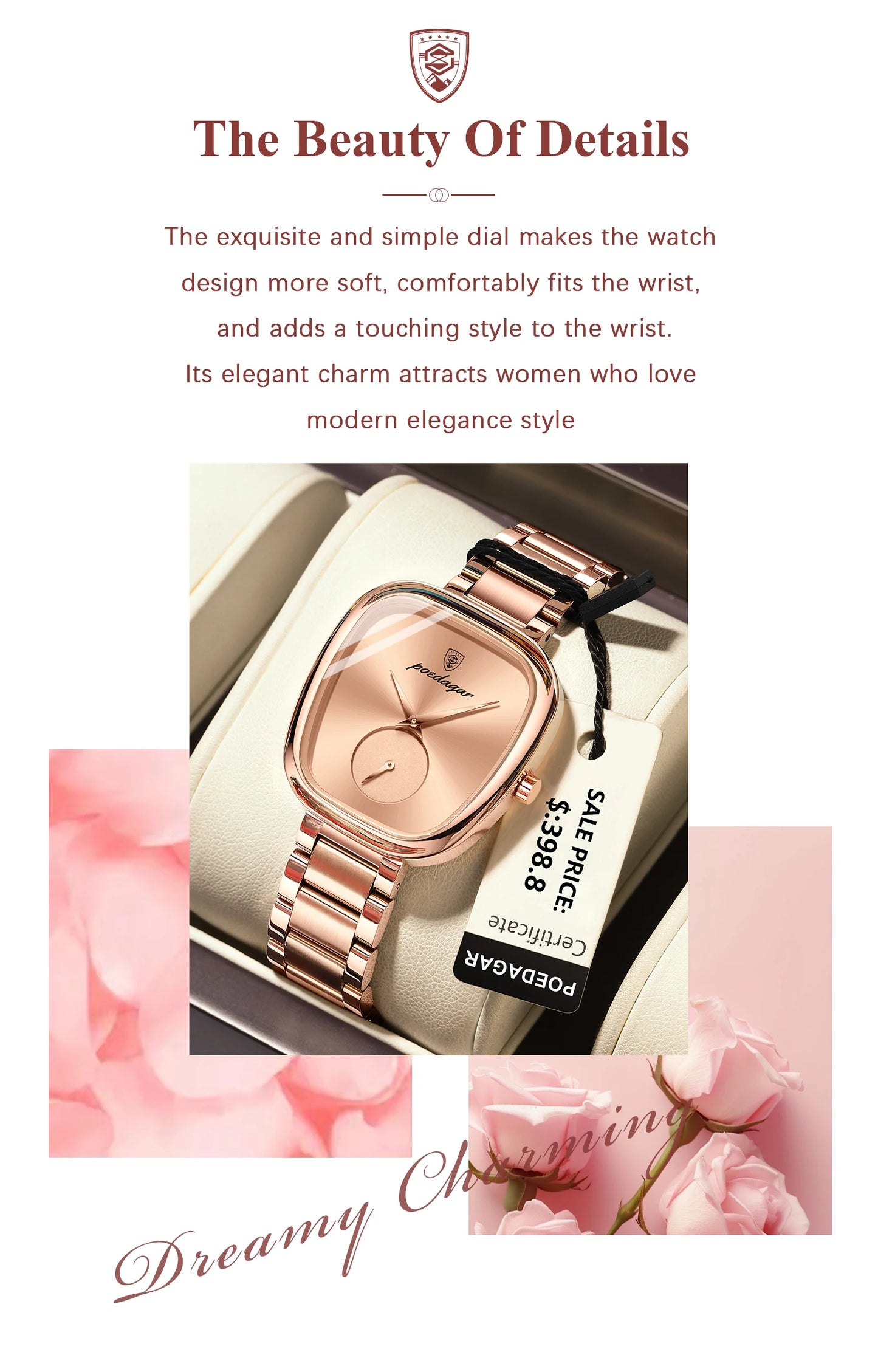 POEDAGAR Luxury Ladies Watch - Waterproof - Stainless Steel - Elegant and Classic