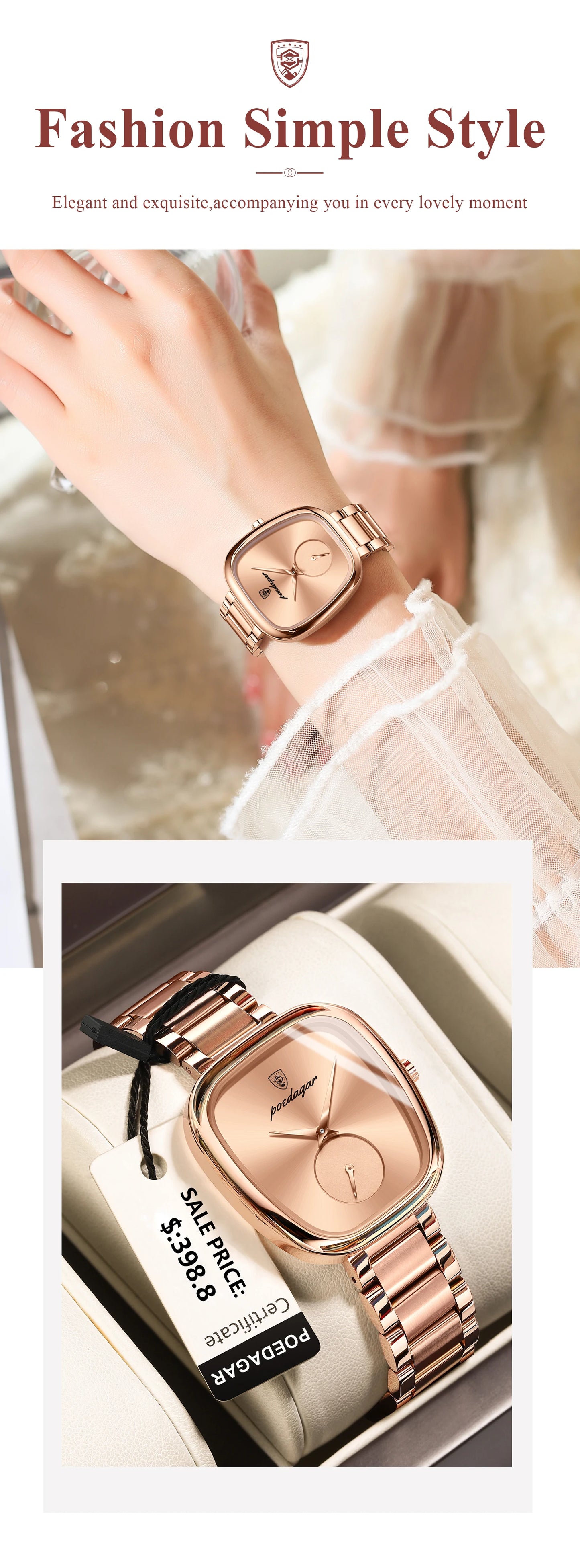 POEDAGAR Luxury Ladies Watch - Waterproof - Stainless Steel - Elegant and Classic