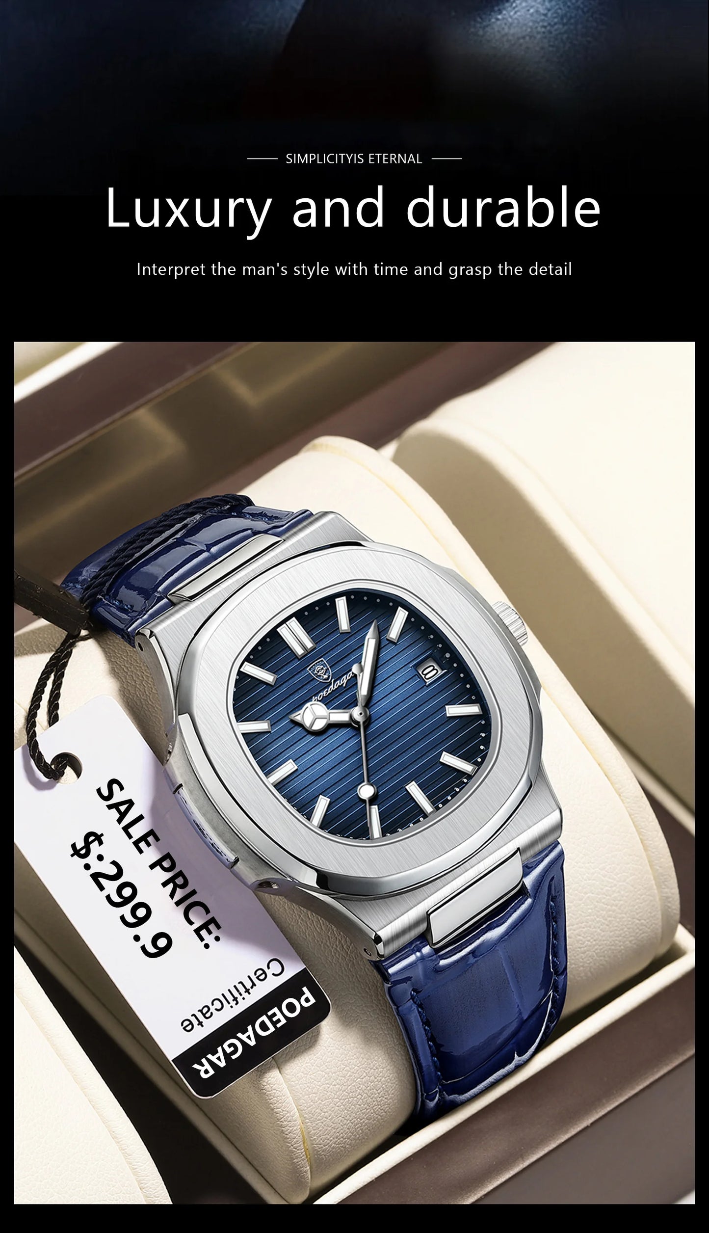 Poedagar Executive Watch - Leather Quartz Watche